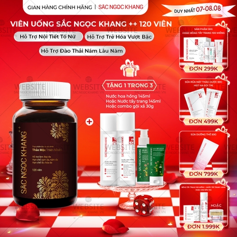 Viên Uống Mờ Nám, Hạn Chế Lão Hóa, Khỏe Đẹp Da Sắc Ngọc Khang ++ 120v (tặng Nước Hoa Hồng 145ml)