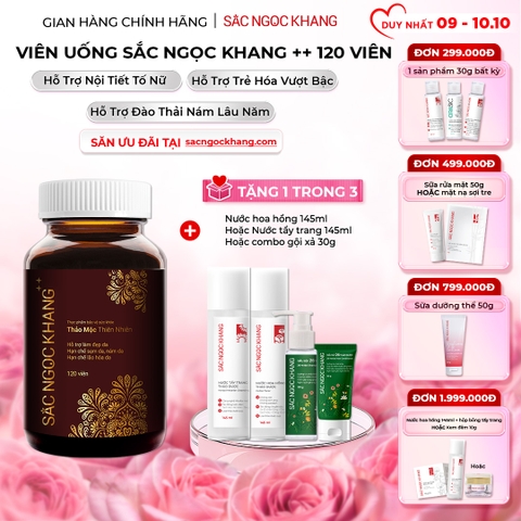 Viên Uống Mờ Nám, Hạn Chế Lão Hóa, Khỏe Đẹp Da Sắc Ngọc Khang ++ 120v (tặng Nước Hoa Hồng 145ml)