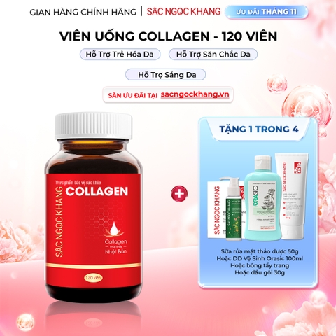 Viên Uống Collagen Dipeptide Hỗ Trợ Mờ Nếp Nhăn, Dưỡng Da Ẩm Mịn Sắc Ngọc Khang 120 viên (Tặng Sữa Rửa Mặt 50g)