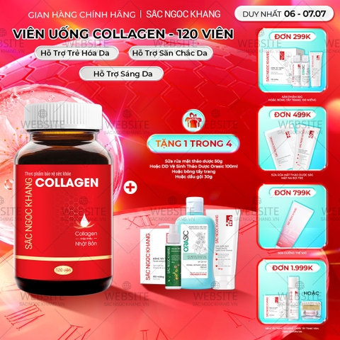 Viên Uống Collagen Dipeptide Hỗ Trợ Mờ Nếp Nhăn, Dưỡng Da Ẩm Mịn Sắc Ngọc Khang 120 viên