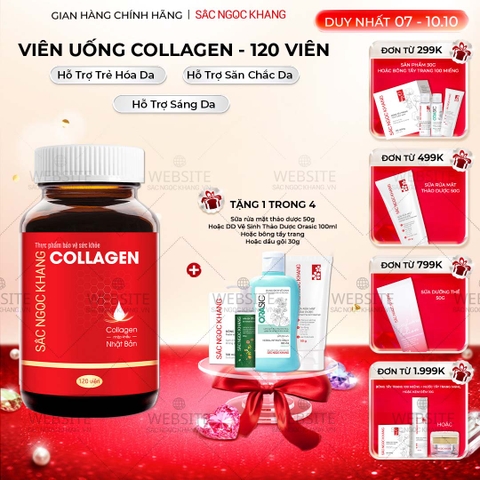 Viên Uống Collagen Dipeptide Hỗ Trợ Mờ Nếp Nhăn, Dưỡng Da Ẩm Mịn Sắc Ngọc Khang 120 viên