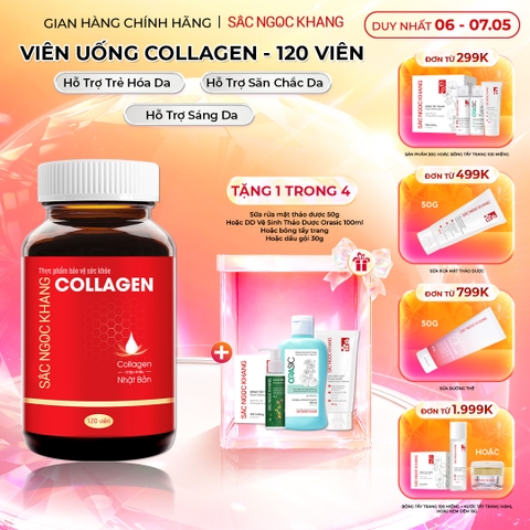 Viên Uống Collagen Dipeptide Hỗ Trợ Mờ Nếp Nhăn, Dưỡng Da Ẩm Mịn Sắc Ngọc Khang 120 viên