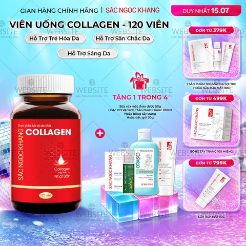Viên Uống Collagen Dipeptide Hỗ Trợ Mờ Nếp Nhăn, Dưỡng Da Ẩm Mịn Sắc Ngọc Khang 120 viên