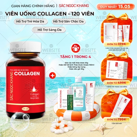Viên Uống Collagen Dipeptide Hỗ Trợ Mờ Nếp Nhăn, Dưỡng Da Ẩm Mịn Sắc Ngọc Khang 120 viên