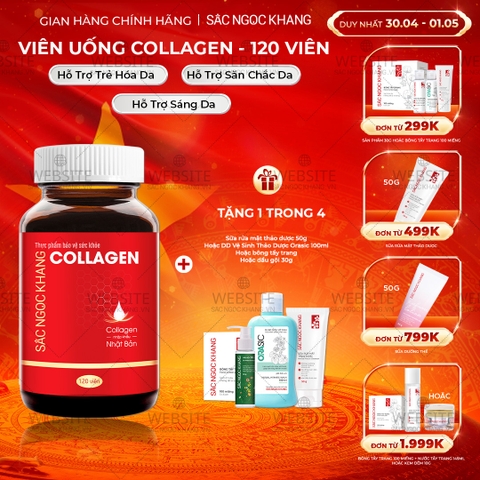 Viên Uống Collagen Dipeptide Hỗ Trợ Mờ Nếp Nhăn, Dưỡng Da Ẩm Mịn Sắc Ngọc Khang 120 viên