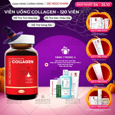 Viên Uống Collagen Dipeptide Hỗ Trợ Mờ Nếp Nhăn, Dưỡng Da Ẩm Mịn Sắc Ngọc Khang 120 viên