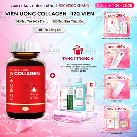 Viên Uống Collagen Dipeptide Hỗ Trợ Mờ Nếp Nhăn, Dưỡng Da Ẩm Mịn Sắc Ngọc Khang 120 viên