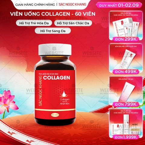 Viên Uống Collagen Dipeptide Hỗ Trợ Làm Mờ Nếp Nhăn - Dưỡng Ẩm Mịn Da Sắc Ngọc Khang hộp 60 viên
