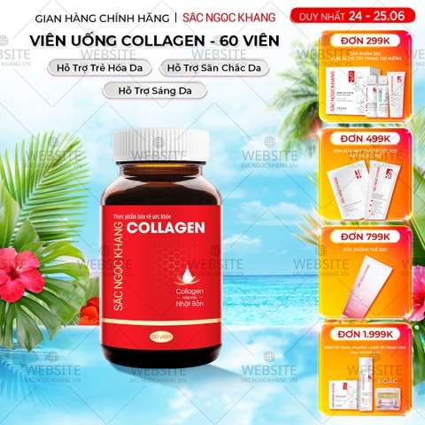 Viên Uống Collagen Dipeptide Hỗ Trợ Làm Mờ Nếp Nhăn - Dưỡng Ẩm Mịn Da Sắc Ngọc Khang hộp 60 viên