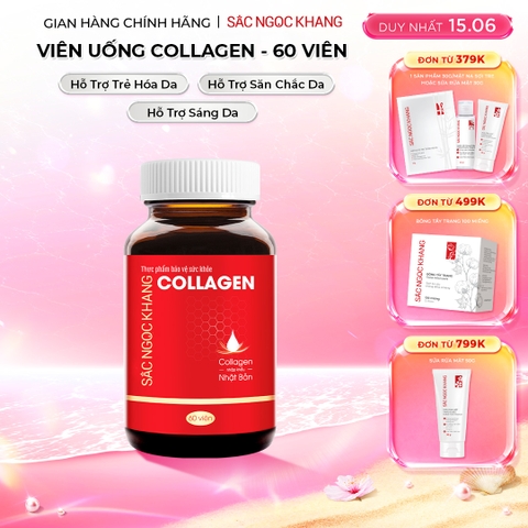 Viên Uống Collagen Dipeptide Hỗ Trợ Làm Mờ Nếp Nhăn - Dưỡng Ẩm Mịn Da Sắc Ngọc Khang hộp 60 viên