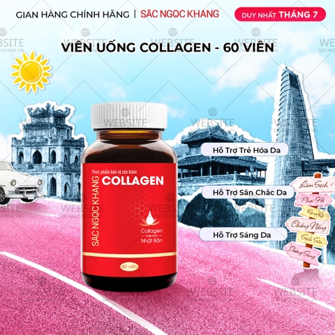 Viên Uống Collagen Dipeptide Hỗ Trợ Làm Mờ Nếp Nhăn - Dưỡng Ẩm Mịn Da Sắc Ngọc Khang hộp 60 viên