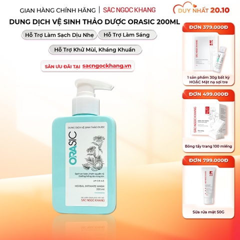 Dung Dịch Vệ Sinh Thảo Dược Orasic Dưỡng Hồng Sắc Ngọc Khang (Herbal Intimate Wash) 200ml