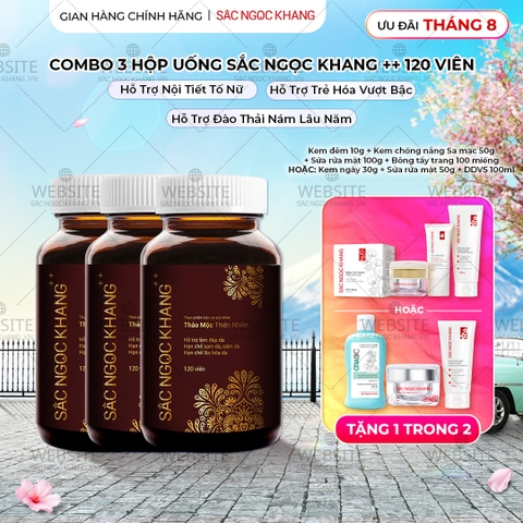 Combo 3 Viên Uống Mờ Nám, Hạn Chế Lão Hóa, Khỏe Đẹp Da Sắc Ngọc Khang++ 120v - Liệu trình 3 tháng
