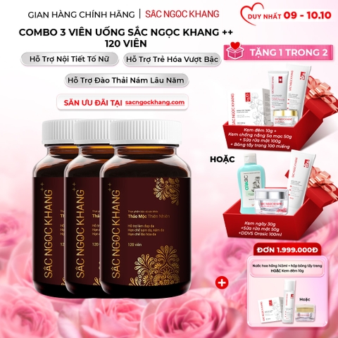 Combo 3 Viên Uống Mờ Nám, Hạn Chế Lão Hóa, Khỏe Đẹp Da Sắc Ngọc Khang++ 120v - Liệu trình 3 tháng