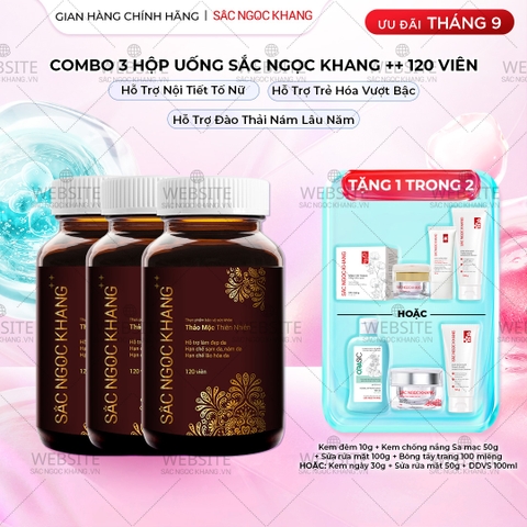 Combo 3 Viên Uống Mờ Nám, Hạn Chế Lão Hóa, Khỏe Đẹp Da Sắc Ngọc Khang++ 120v - Liệu trình 3 tháng