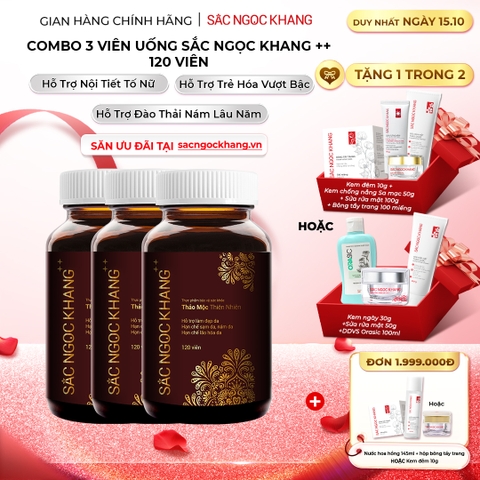 Combo 3 Viên Uống Mờ Nám, Hạn Chế Lão Hóa, Khỏe Đẹp Da Sắc Ngọc Khang++ 120v - Liệu trình 3 tháng