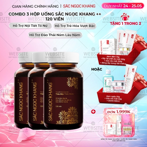 Combo 3 Viên Uống Mờ Nám, Hạn Chế Lão Hóa, Khỏe Đẹp Da Sắc Ngọc Khang++ 120v - Liệu trình 3 tháng