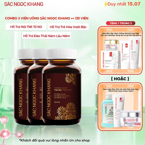 Combo 3 Viên Uống Mờ Nám, Hạn Chế Lão Hóa, Khỏe Đẹp Da Sắc Ngọc Khang++ 120v - Liệu trình 3 tháng