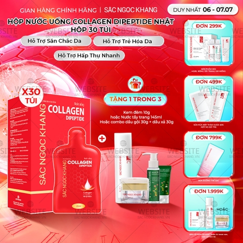 Nước Uống Collagen Dipeptide Hỗ Trợ Làm Mờ Nếp Nhăn - Dưỡng Ẩm Mịn Da Sắc Ngọc Khang (Hộp 30 túi x 20 ml)