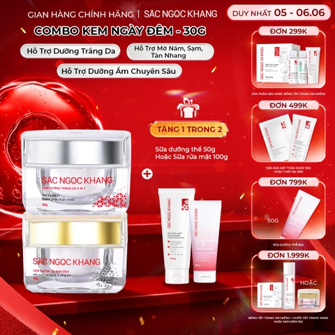 Combo Dưỡng Da Ngày Và Đêm Sắc Ngọc Khang (Kem Dưỡng Da Ban Đêm 30g và Kem Dưỡng Da Ban Ngày 5in1 30g)