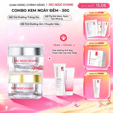 Combo Dưỡng Da Ngày Và Đêm Sắc Ngọc Khang (Kem Dưỡng Da Ban Đêm 30g và Kem Dưỡng Da Ban Ngày 5in1 30g)