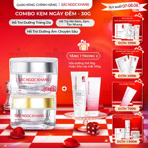 Combo Dưỡng Da Ngày Và Đêm Sắc Ngọc Khang (Kem Dưỡng Da Ban Đêm 30g và Kem Dưỡng Da Ban Ngày 5in1 30g)