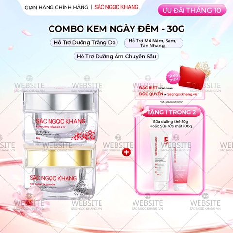 Combo Dưỡng Da Ngày Và Đêm Sắc Ngọc Khang (Kem Dưỡng Da Ban Đêm 30g và Kem Dưỡng Da Ban Ngày 5in1 30g)