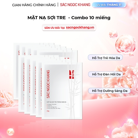 Set 10 Mặt Nạ sợi tre dưỡng trắng mịn da Sắc Ngọc Khang 25g/miếng