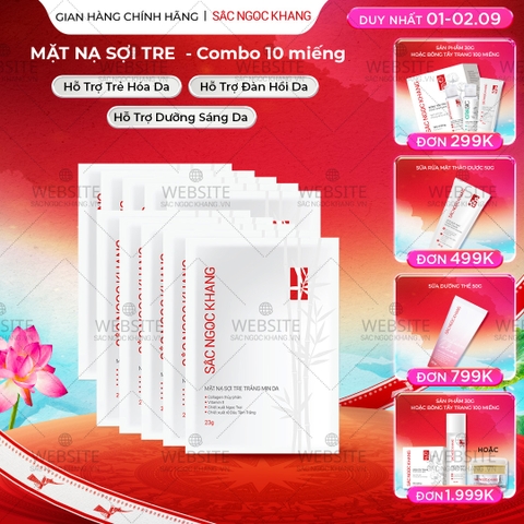 Set 10 Mặt Nạ sợi tre dưỡng trắng mịn da Sắc Ngọc Khang 23g/miếng