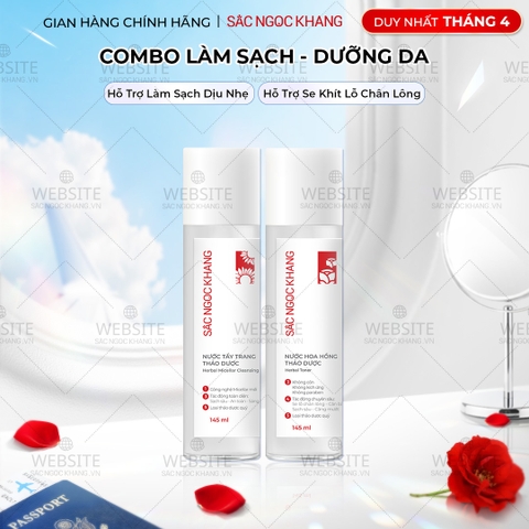 Combo Nước hoa hồng thảo dược Sắc Ngọc Khang 145ml + Nước tẩy trang thảo dược Sắc Ngọc Khang 145ml