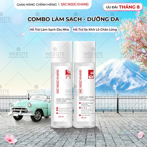 Combo Nước hoa hồng thảo dược Sắc Ngọc Khang 145ml + Nước tẩy trang thảo dược Sắc Ngọc Khang 145ml