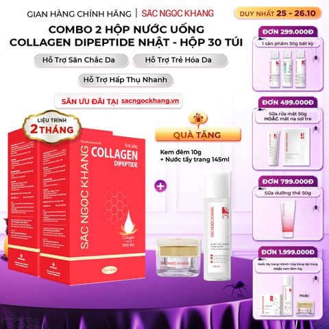 Combo 2 Nước Uống Collagen Dipeptide Mờ Nếp Nhăn - Dưỡng Ẩm Mịn Sắc Ngọc Khang - Liệu trình 2 tháng
