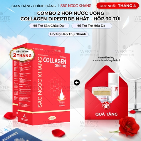 Combo 2 Nước Uống Collagen Dipeptide Mờ Nếp Nhăn - Dưỡng Ẩm Mịn Sắc Ngọc Khang - Liệu trình 2 tháng