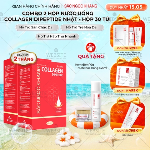 Combo 2 Nước Uống Collagen Dipeptide Mờ Nếp Nhăn - Dưỡng Ẩm Mịn Sắc Ngọc Khang - Liệu trình 2 tháng