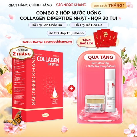 Nước Uống Collagen Dipeptide Mờ Nếp Nhăn - Dưỡng Ẩm Mịn Da Sắc Ngọc Khang (Hộp 30 túi x 20 ml)