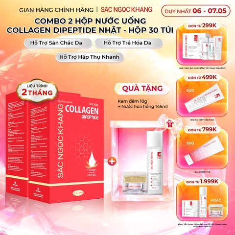 Combo 2 Nước Uống Collagen Dipeptide Mờ Nếp Nhăn - Dưỡng Ẩm Mịn Sắc Ngọc Khang - Liệu trình 2 tháng