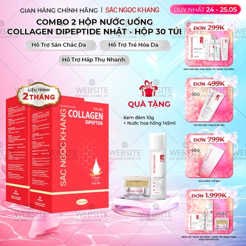 Combo 2 Nước Uống Collagen Dipeptide Mờ Nếp Nhăn - Dưỡng Ẩm Mịn Sắc Ngọc Khang - Liệu trình 2 tháng