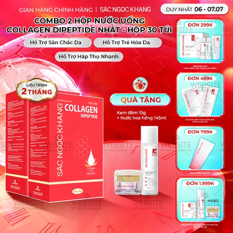 Combo 2 Nước Uống Collagen Dipeptide Mờ Nếp Nhăn - Dưỡng Ẩm Mịn Sắc Ngọc Khang - Liệu trình 2 tháng