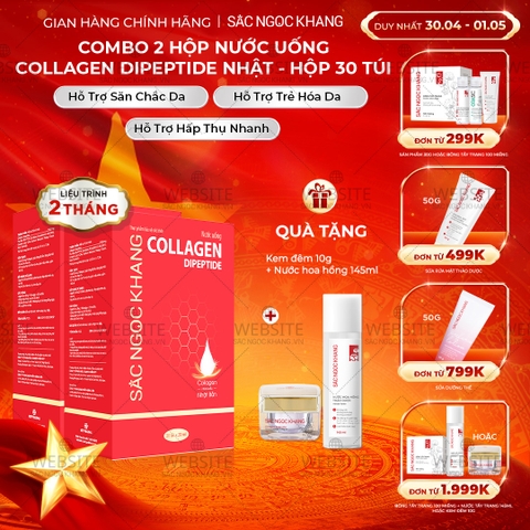 Combo 2 Nước Uống Collagen Dipeptide Mờ Nếp Nhăn - Dưỡng Ẩm Mịn Sắc Ngọc Khang - Liệu trình 2 tháng