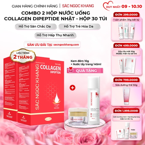Combo 2 Nước Uống Collagen Dipeptide Mờ Nếp Nhăn - Dưỡng Ẩm Mịn Sắc Ngọc Khang - Liệu trình 2 tháng