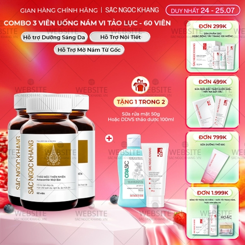 Combo 3 Hộp Viên Uống Vi Tảo Lục Sắc Ngọc Khang Đào Thải Nám 60 viên/hộp