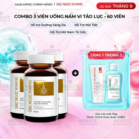 Combo 3 Hộp Viên Uống Vi Tảo Lục Sắc Ngọc Khang Đào Thải Nám 60 viên/hộp