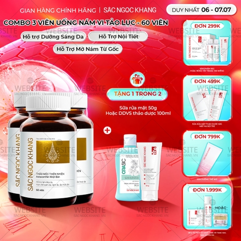 Combo 3 Hộp Viên Uống Vi Tảo Lục Sắc Ngọc Khang Đào Thải Nám 60 viên/hộp