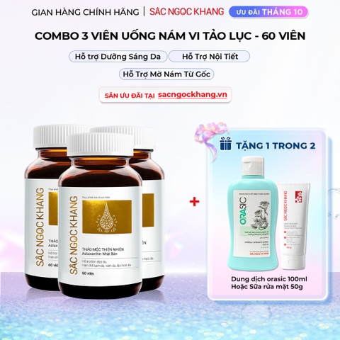 Combo 3 Hộp Viên Uống Vi Tảo Lục Sắc Ngọc Khang Đào Thải Nám 60 viên/hộp