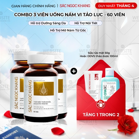 Combo 3 Hộp Viên Uống Vi Tảo Lục Sắc Ngọc Khang Đào Thải Nám 60 viên/hộp