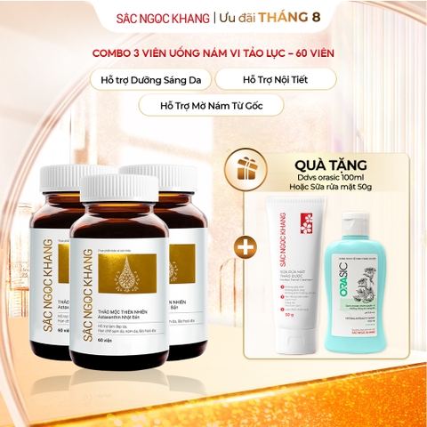 Combo 3 Hộp Viên Uống Vi Tảo Lục Sắc Ngọc Khang Đào Thải Nám 60 viên/hộp