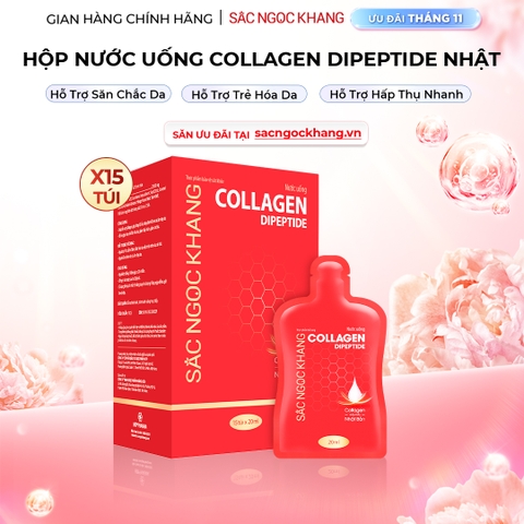 Nước Uống Collagen Dipeptide Mờ Nếp Nhăn - Dưỡng Ẩm Mịn Da Sắc Ngọc Khang (Hộp 15 túi x 20 ml)
