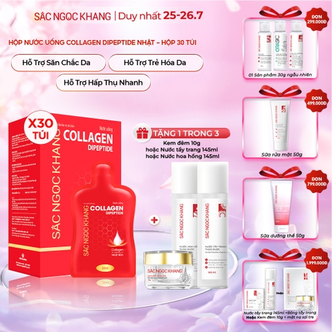 Nước Uống Collagen Dipeptide Mờ Nếp Nhăn - Dưỡng Ẩm Mịn Da Sắc Ngọc Khang (Hộp 30 túi x 20 ml)