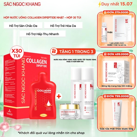 Nước Uống Collagen Dipeptide Mờ Nếp Nhăn - Dưỡng Ẩm Mịn Da Sắc Ngọc Khang (Hộp 30 túi x 20 ml)