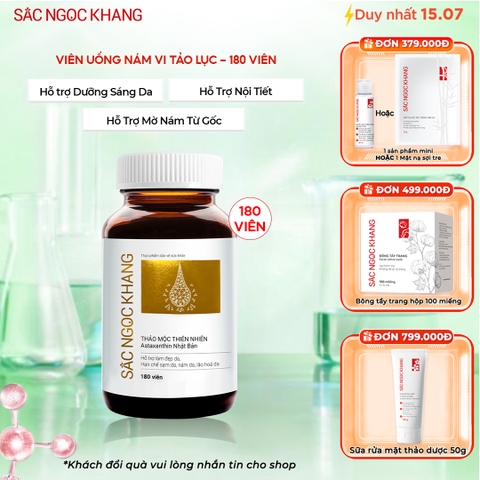 Viên Uống Vi Tảo Lục Sắc Ngọc Khang Mờ Nám, Đẹp Da, Hạn Chế Lão Hóa 180v